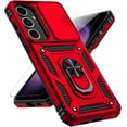 thumbnail image 1 of KOMI for Samsung Galaxy S25 Case with Slide Camera Cover HD Screen Protector [15ft Military Grade Drop Tested] Magnetic Ring Holder Kickstand Protective Phone Case for Galaxy S25 2025 (6.2 inch) Red, 1 of 5