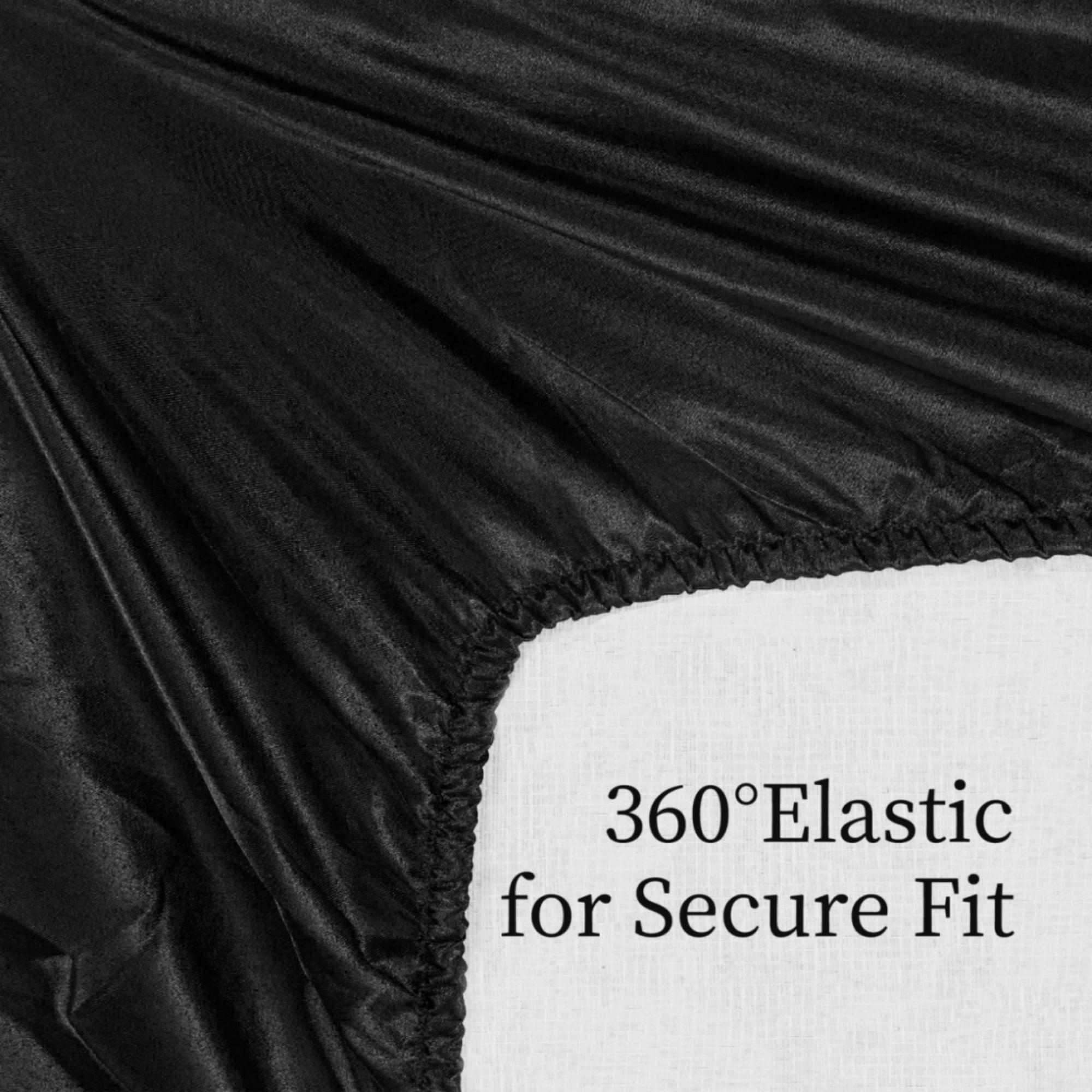 GARITIN 90GSM Satin Twin 3-Piece Bed Sheets Set, Silky Soft Smooth Luxury Bedding, 15-Inch Deep Pocket Fitted Sheet, Cooling Breathable Wrinkle Resistant Easy Care Machine Washable, Black