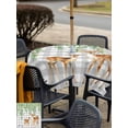 thumbnail image 5 of Outdoor Tablecloths with Umbrella Hole & Zipper, Spring Botanical 54x54 Inch Square Tablecloths, Green Leaves Deers Birds Flowers Gray Plaid Waterproof Table Cloth, Patio/Pool/Picnic Table Covers, 5 of 8