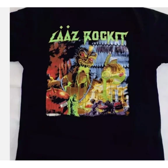 Reprint Rare VTG Laaz Rockit shirt black T-shirt Short sleeve All sizes S-5Xl