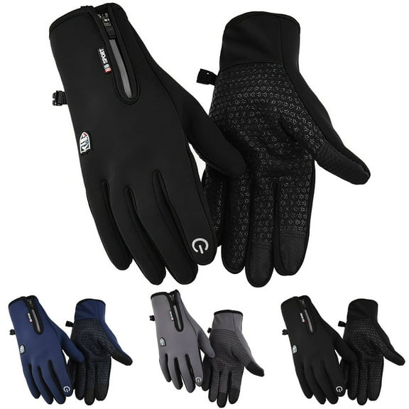 UTSJKR Reflective Zipper Gloves Windproof Thick Warm Comfortable Unisex Cycling Driving Skiing Outdoor Gloves Versatile Soft Fashionable Accessory for Fall Winter Activities Blue