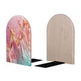 thumbnail image 2 of Easygdp Abstract Pink Gold Splash 2 Pcs Bookend Large Capacity Office Book Ends for Home Office Library School Study Decoration, 2 of 8