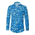 thumbnail image 4 of Hpapadks Shirts for Men Long Sleeve Carnival Sequin Digital 3D Print Lapel Button Down Top Loose Dress Shirts for Men Blue L, 4 of 5