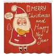 thumbnail image 3 of Ambesonne Christmas Shower Curtain, Santa and Yellow Bird, 69"Wx70"L, Ivory Orange, 3 of 3