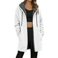 thumbnail image 2 of Jacket Women Women's Autumn Winter Solid Color Mid Length Lined Zipper Jackets Womens Coats White L, 2 of 5