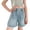 Blue 1, variant on Afuyipoi Girls Bermuda Denim Shorts Size 10-12,Elastic Waist Embroidered Breathable Baggy Jean Shorts Blue