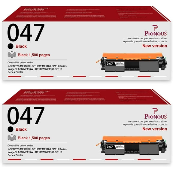 047 Black Toner Cartridge (2-Pack) CRG047 CRG-047 Toner Replacement for Canon 047 imageCLASS LBP113w MF113w LBP110 MF110 Series Printer