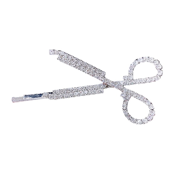 Elegant Rhinestone Hairpin Metal Hair Clip Shiny Headpiece Decorative Scissors Pin For Women Girls