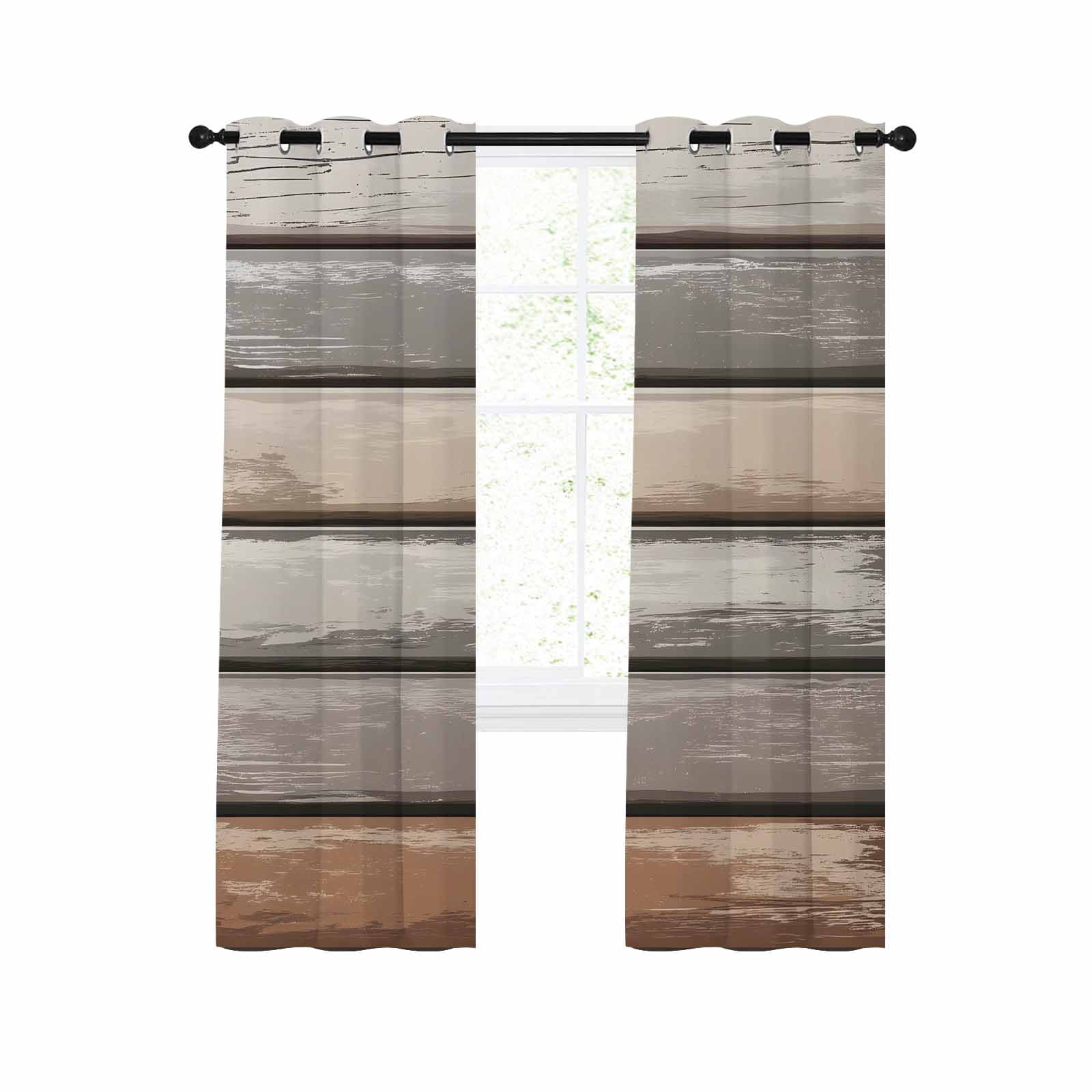 Brown Beige Stripes Blackout Curtains 84 Inches Long for Bedroom, Geometric Painting Neutral Textured Thermal Insulated Room Darkening Black Out Window Curtain Panels Grommet Drapes for Living Room