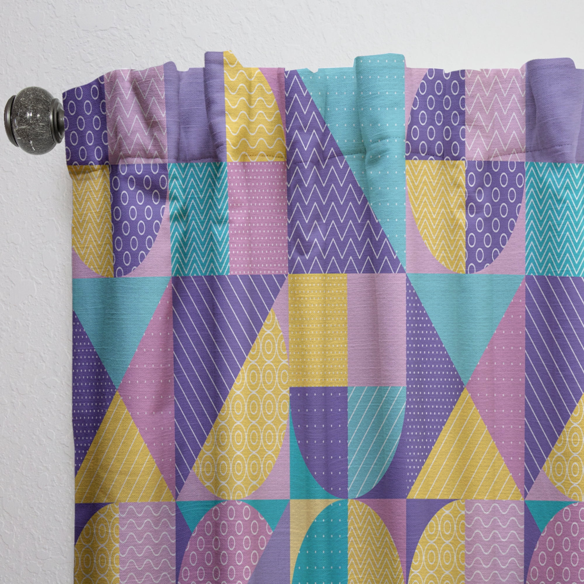 Designart 'Retro Geometrical Pastel Abstract I' Mid-Century Modern Curtain Panel