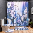 thumbnail image 6 of Dznils Purple Floral Shower Curtain Sets with Rugs, 16pc Butterfly Bathroom Curtain Set, 72" x 72", 6 of 10