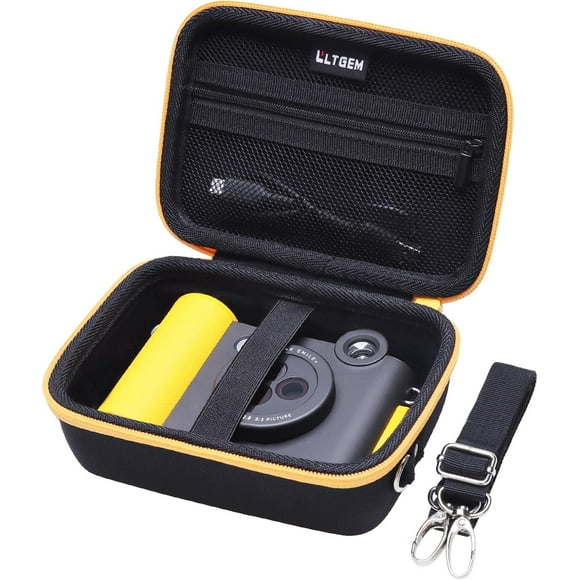 shiyou-LTGEM Hard Case for Photo Printer Camera Compatible with KODAK Mini 2 ERA 4PASS / Smile+2-in-1 Digital Instant Print Camera with Shoulder Strap (Black + Orange Edge)