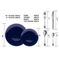 thumbnail image 2 of Crown Display™ 200 Piece Disposable Plastic Plates For Party And Cutlery Set - Service For 40 - Navy With Silver Rimmed, 2 of 6