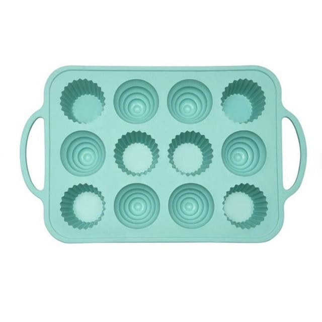 12 Tasses Pochoir en Silicone pour Gâteau avec Poignée Tasses de Cuisson Réutilisables pour Tarte Muffin