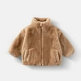 thumbnail image 2 of hoksml Toddler Kids Boys Girls Winter Faux Fur Fleece Jacket Solid Color Stand-Up Collar Zip Warm Coat With Pockets, 2 of 5