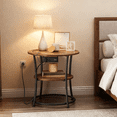 thumbnail image 5 of LEDREM Modern 2 Tier Round Accent Table, Metal Nightstand with Charging Ports, Compact Side Table with Storage, 66lb Capacity, Easy Assembly, for Apartment, Dorm, Home Office, Living Room, 5 of 6
