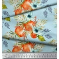 thumbnail image 2 of Soimoi Green polyester Crepe Fabric Tomato & Freesia Floral Print Sewing Fabric Yard 52 Inch Wide, 2 of 5