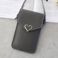 thumbnail image 1 of Bolso bandolera con hebilla de bloqueo para teléfono móvil con pantalla táctil transparente, estilo retro para mujer, billetera con hebilla de color sólido, tarjetero para teléfono móvil, 1 of 6