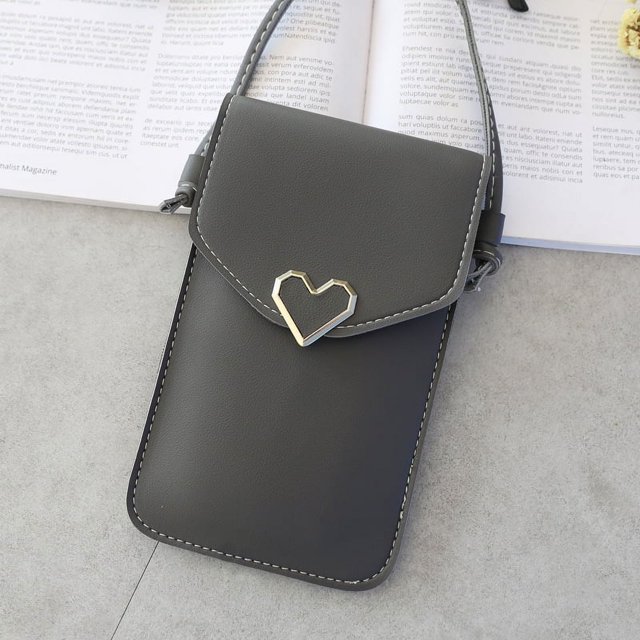 Bolso bandolera con hebilla de bloqueo para teléfono móvil con pantalla táctil transparente, estilo retro para mujer, billetera con hebilla de color sólido, tarjetero para teléfono móvil