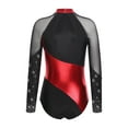 thumbnail image 2 of vastwit Women Sparkly Color Block Long Sleeve Gymnastics Leotard Athletic Bodysuit Figure Skating Ballet Dancewear Black&Red XL, 2 of 7