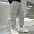 thumbnail image 4 of NAISIBABY Boys Cargo Pants 10T, Elastic Waist with Pockets Straight Slim Fit Fashion Athletic Outdoor Trousers Gray(3-14T), 4 of 8