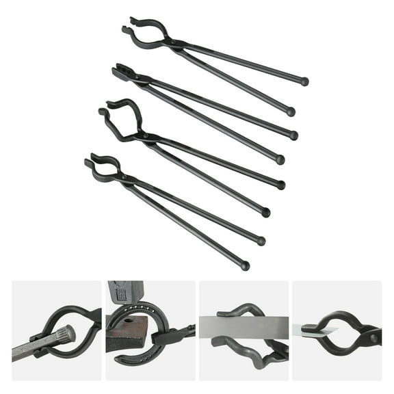 KFFKFF Blacksmith Tongs 18” 4 PCS V-Bit Bolt Wolf Jaw Z V-Bit Gripping Tongs