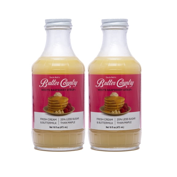 Butter Country Rich and Creamy Buttermilk Syrup | White Raspberry Flavor | 16 fl oz / 2 Pack
