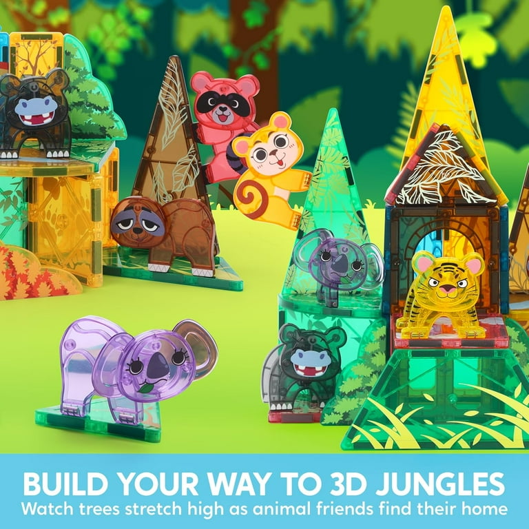 Joyfy 50PCS Jungle Animal Magnetic Tiles Educational Toy Building