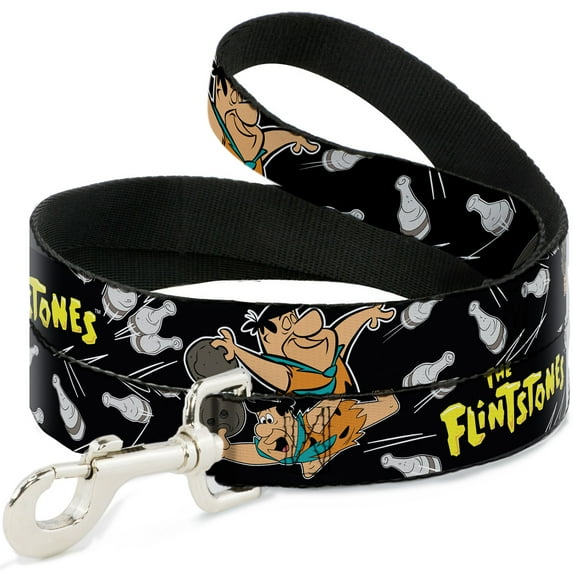 The Flintstones Pet Leash, Dog Leash, The Flintstones Fred Bowling Poses Bowling Pins Black, 6 Feet Long 0.5 Inch Wide