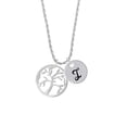 thumbnail image 2 of Delight Jewelry Silvertone Tree of Life in Circle Silvertone Script Initial Disc - I - Charm Necklace, 20"+3", 2 of 4