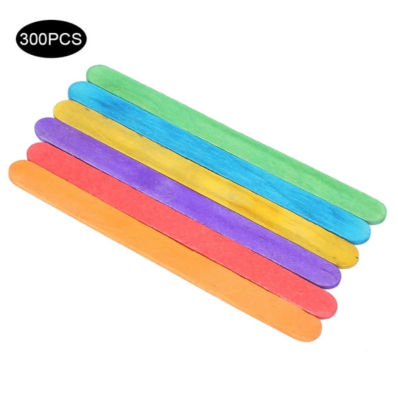 Fdit Colored Craft Stick,Craft Stick,300Pcs Colorful Ice Cream Stick Manual Craft DIY Wooden Ice Bar Stick for Home Summer