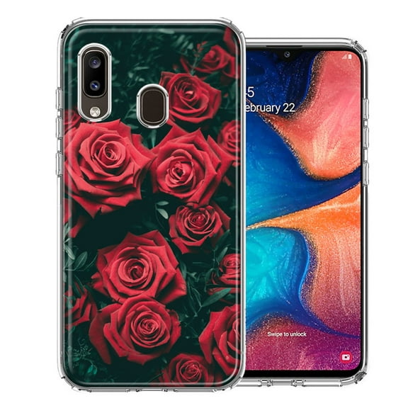 MUNDAZE For Samsung A20 Red Roses Design Double Layer Phone Case Cover