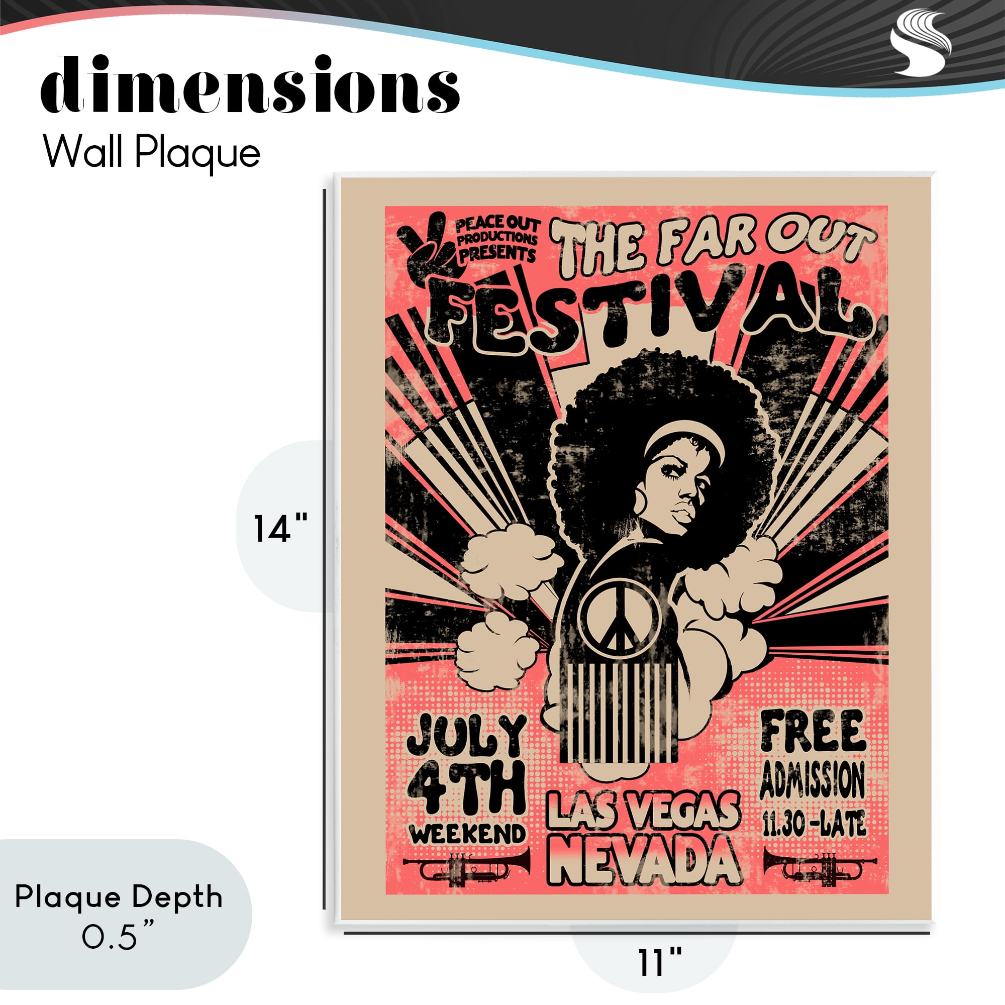 Stupell Industries Retro Far Out Festival Poster Wall Plaque Art, design by Ali Chris