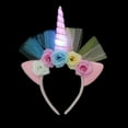thumbnail image 4 of KAKOWELY 1 diadema de unicornio con flores de malla para niñas, 4 of 4