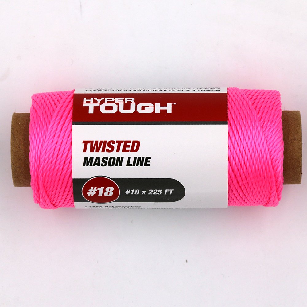 Hyper Tough 225 feet Twisted Polypropylene Mason Line, Pink, String