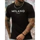 thumbnail image 1 of [Camiseta con estampado MILANO ITALY] Camiseta de manga corta estilo italiano - Estampado "MILANO ITALY" - Diseño negro sencillo con tatuaje en el brazo, 1 of 5