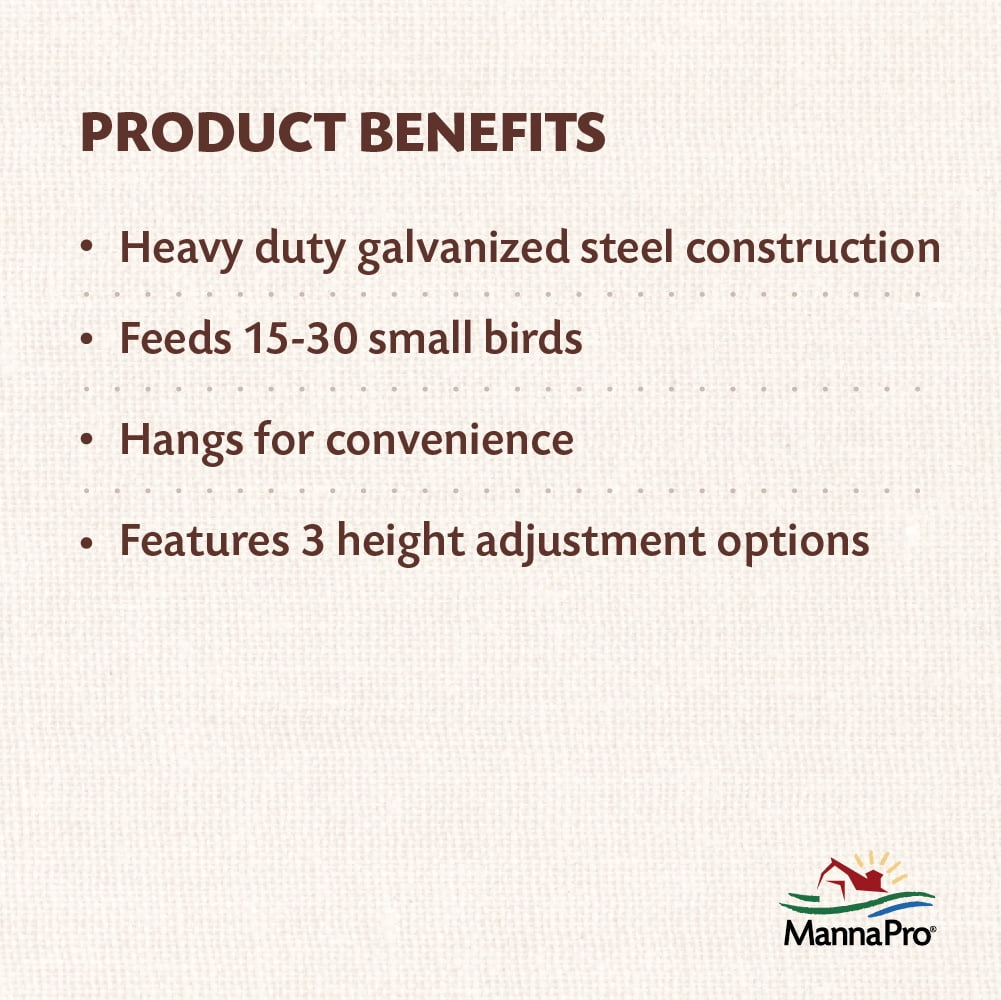 Manna Pro Free Range Galvanized Steel Hanging Small Bird Feeder 15 lb
