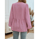 thumbnail image 5 of Blusa Babydoll con Lazo Frontal para Mujer, Larga, Rayas, Peplum, Volantes, Encaje. Rojo M, 5 of 7