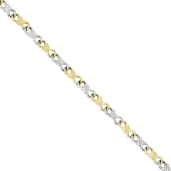 Primal Gold 10 Karat Two-Tone Solid Polished Fancy Bracelet