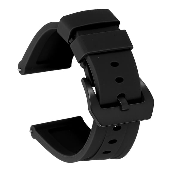 Uxcell Silicone Watch Bands 26mm Width Waterproof Quick Release Rubber Watch Bands with Black Buckle for Men Women, Black