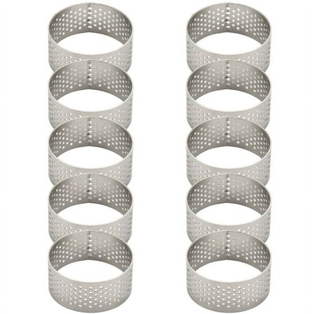 

Qtmnekly 10Pcs 4.5cm Round Stainless Perforated Seamless Tart Ring Quiche Ring Tart Pan Pie Tart Ring with Hole Tart Shell Ring