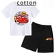 thumbnail image 2 of Ropa de verano de algodón con dibujos animados para niños, camiseta de Pixar Car Lightning Mcqueen, camiseta para niños de 3 a 14 años, conjunto de camiseta y pantalones cortos, 2 of 4