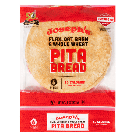 Joseph's Low Net Carb Flax Pita Bread, 6 count, 8oz Shelf-Stable