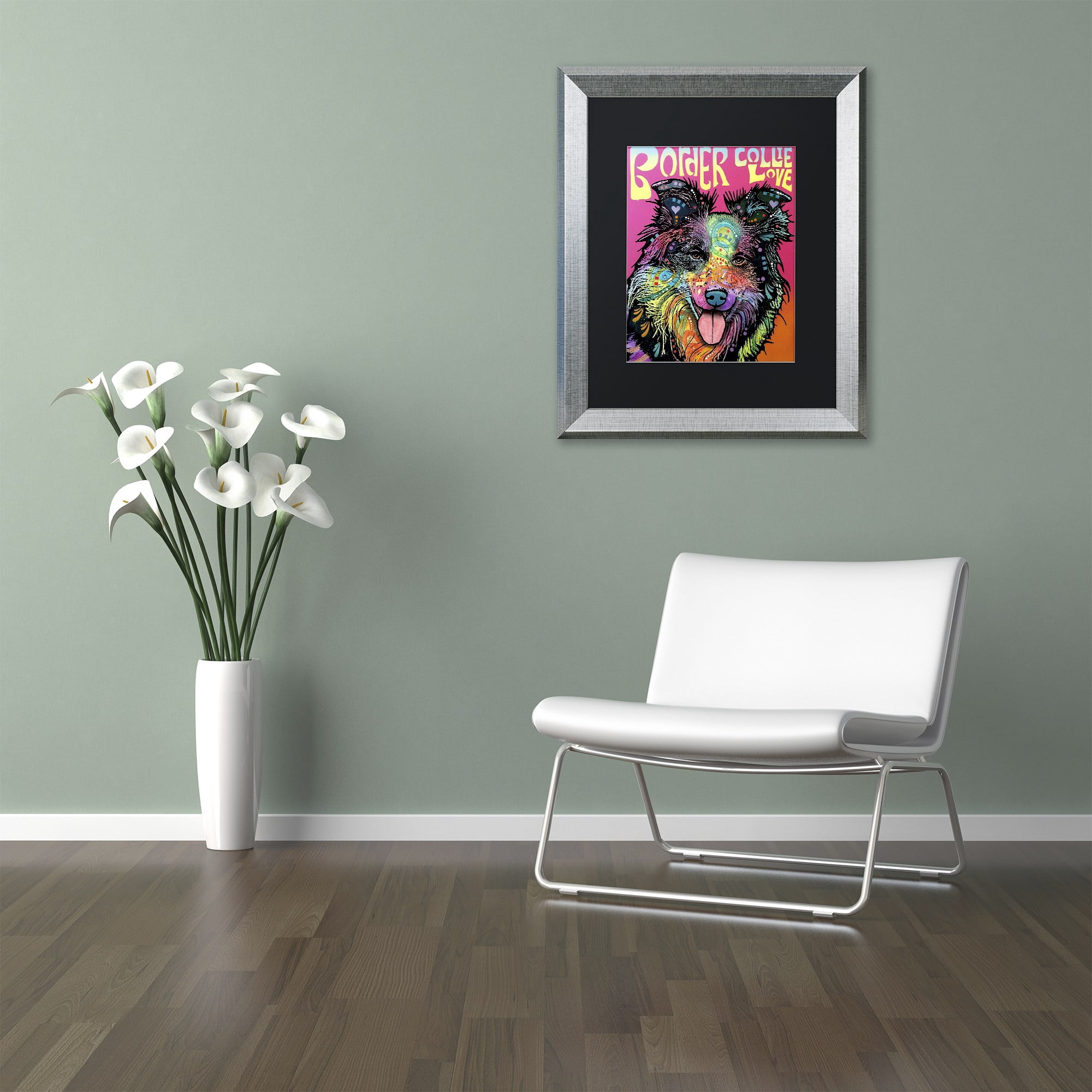 Trademark Fine Art 'Border Collie Luv' Canvas Art by Dean Russo, Black Matte, Silver Frame