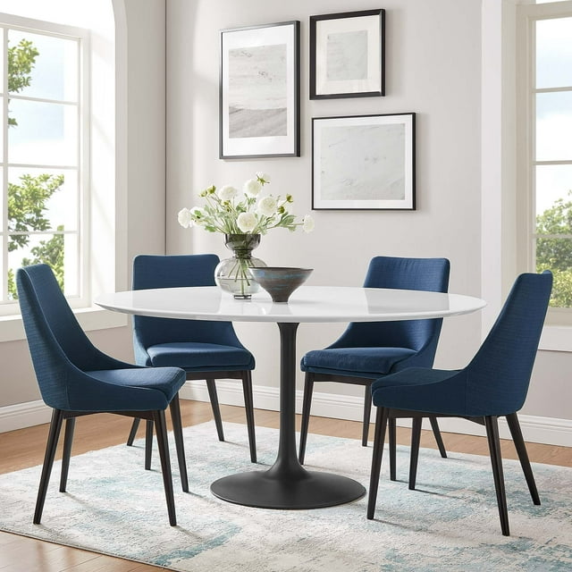 Modway Lippa Table à Manger Ronde de 60 Pouces en Noir et Blanc