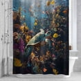 thumbnail image 3 of Summer Marine Life Shower Curtain for Bathroom Decor, Modern Turtle Shark Coral Waterproof Fabric Shower Curtain, 72"x96" Set with 12 Hooks, 3 of 9