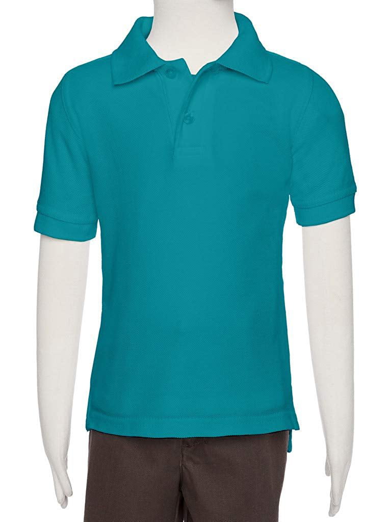 AKA Boys Wrinkle-Free Polo Shirt Pique Chambray Collar Comfortable Quality