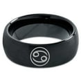 thumbnail image 2 of Tungsten Horoscope Cancer Band Ring 8mm Men Women Comfort Fit Black Dome Brushed Polished Size 12, 2 of 4