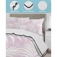thumbnail image 4 of Quilts King Size Bedding Set, Palm Leaves Pink Lightweight Quilted Comforter, Summer Botanical Coastal Tropical Soft Reversible Bedspread Coverlet with Pillow Covers for All Season, 96" x 106", 4 of 7