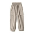 thumbnail image 2 of Juslio Girls Pants Casual Solid Summer Work Sports Mid Size Leg Tied Khaki, 2 of 4